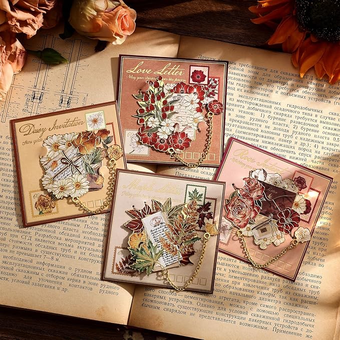 4 Pieces Metal Bookmark, Hollow Flower Book Mark - Image 2