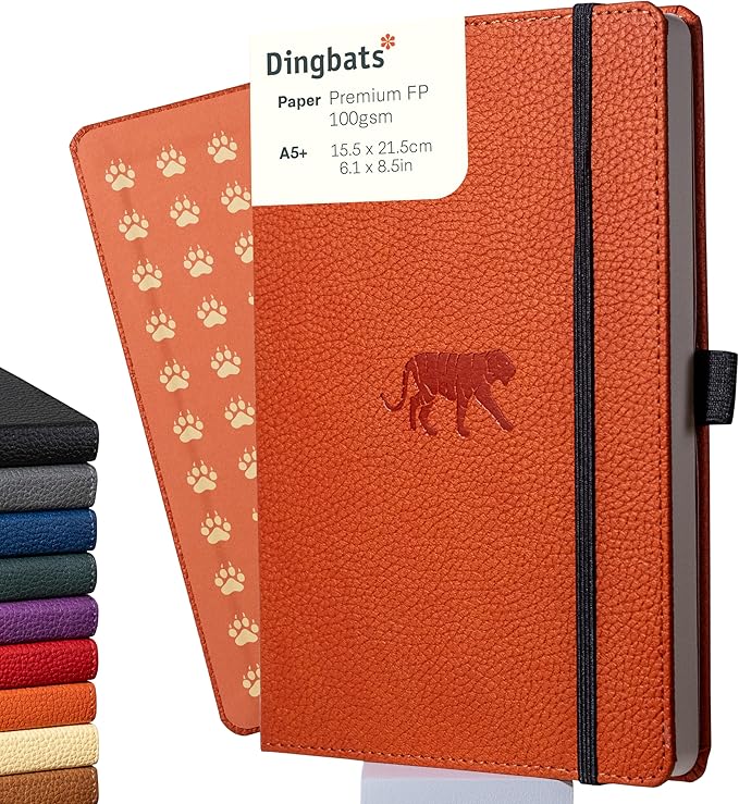 Dingbats* Wildlife Plain Writing Journal Notebook A5 - Vegan Leather Hardcover - Ideal for Work, Travel - Pocket, Elastic Closure, & Bookmark-DeskLoop Office