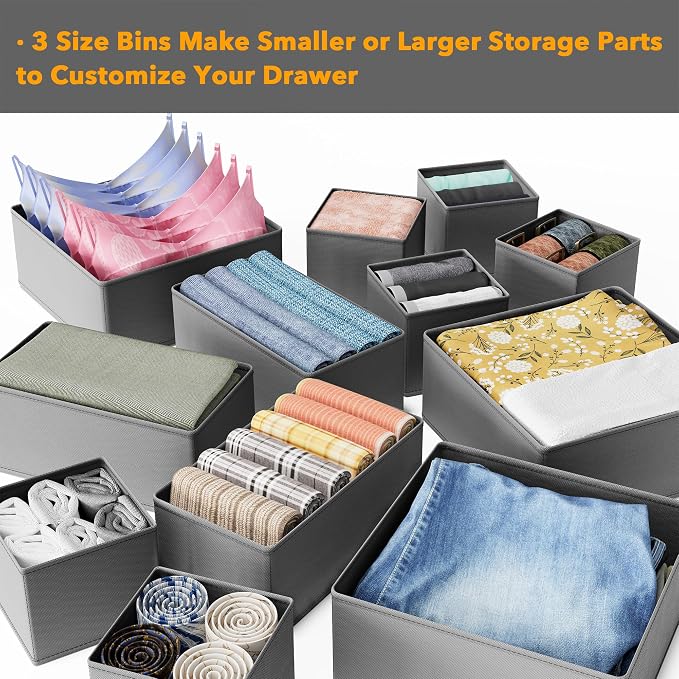 SpaceAid Drawer Organizer Clothes, 12 Pack Dresser Organizer Bins - Image 5