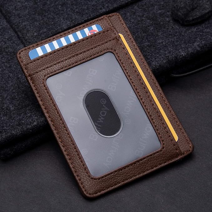 Buffway Slim Minimalist Front Pocket RFID Blocking Leather Wallets - Image 3