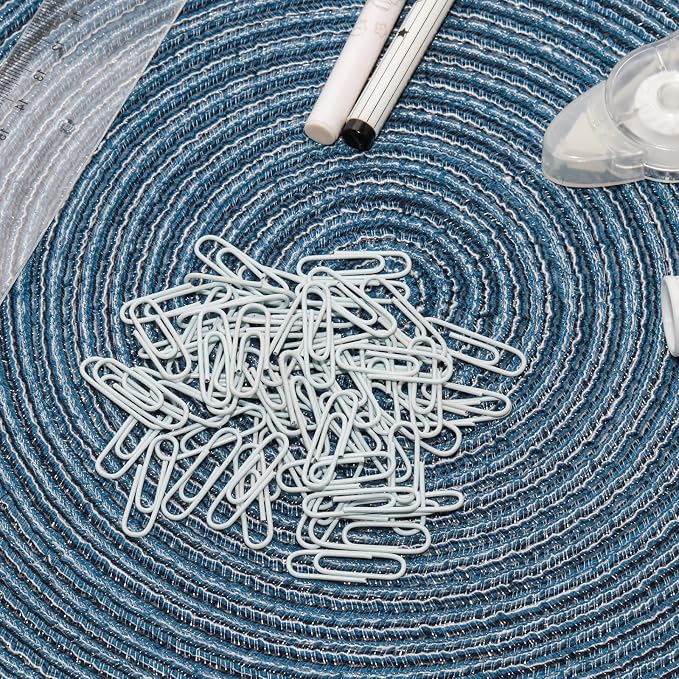 100 Pcs Light Blue Paper Clips, 1.1 Inch Colorful Paperclips | Vinyl Coated - Image 4
