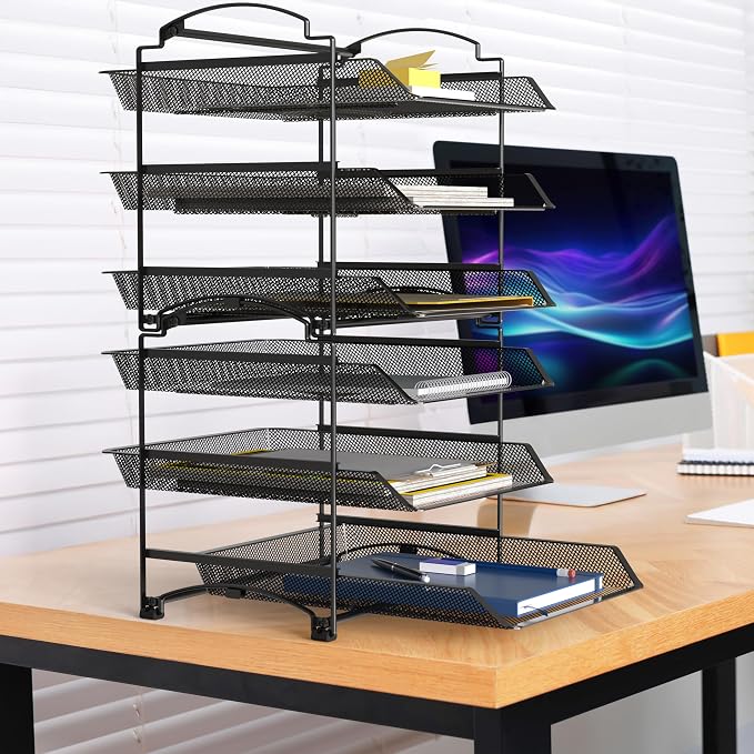 Simple Houseware 3-Tier Stackable and Sliding Desktop Document Letter Tray - Image 6