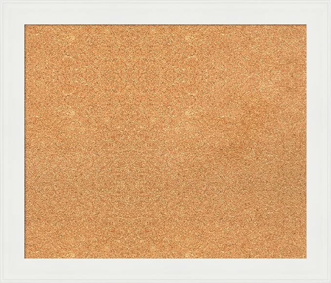 Amanti Art Natural Cork Board for Wall, 23x27 Vision Board with White Frame, Medium Corkboard Office Decor for Home Organization, Casual Corkboard Pinboard to Display Items for Home Organization in-DeskLoop Office