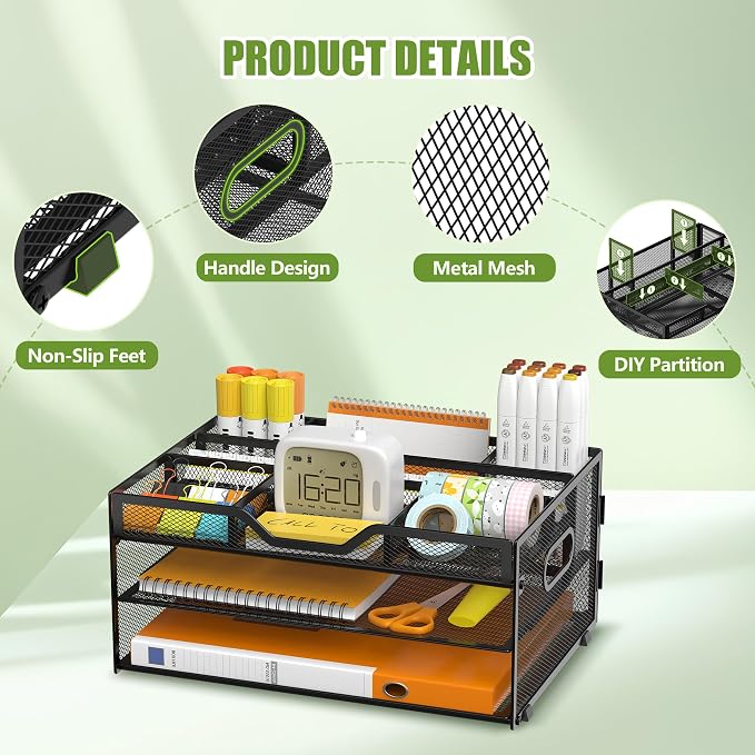 3 Tier Desk Orgnizers and Accessories, Metal Magazine File Holder - Image 3
