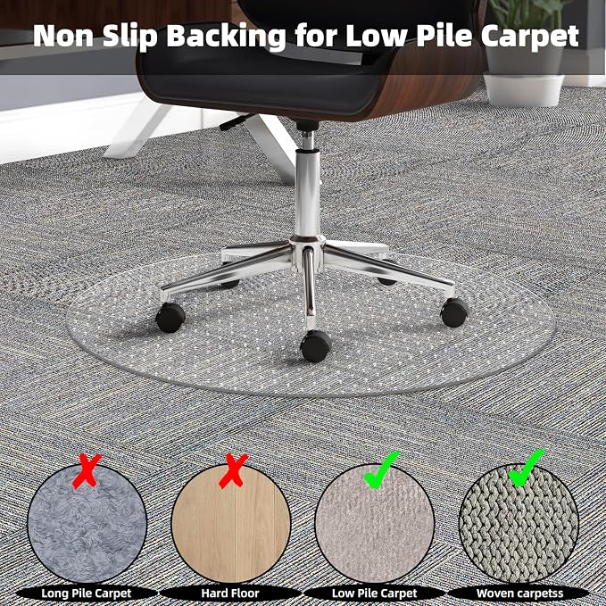 Office Chair Mat Carpet Protector: 36" x 36" Plastic Heavy Duty Computer Desk - Image 5