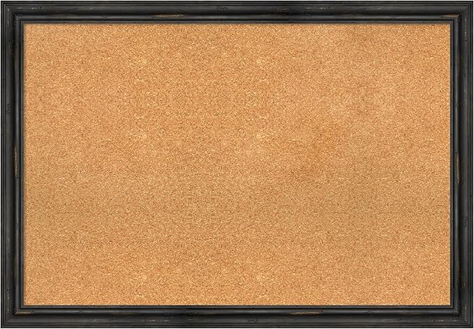 Amanti Art Natural Cork Board for Wall, 27x39 Vision Board with Black Wood Frame, Large Corkboard Office Decor for Home Organization, Rustic Farmhouse Corkboard Pinboard to display items for home-DeskLoop Office