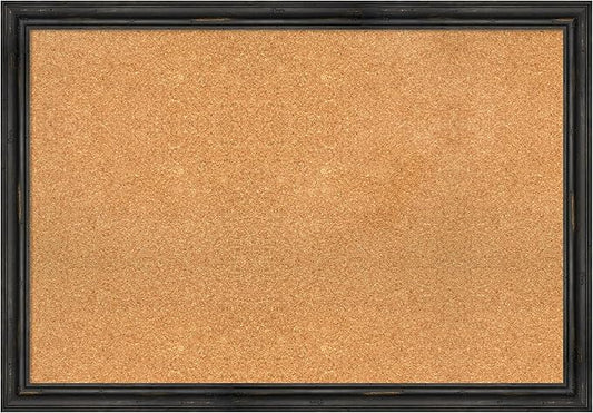 Amanti Art Natural Cork Board for Wall, 27x39 Vision Board with Black Wood Frame, Large Corkboard Office Decor for Home Organization, Rustic Farmhouse Corkboard Pinboard to display items for home-DeskLoop Office