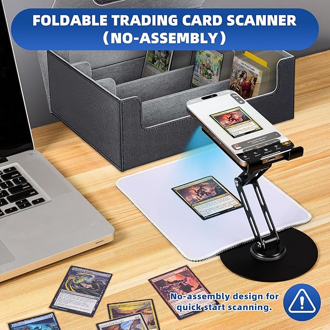 Foldable MTG Trading Card Scanner Stand, Carbon Steel Phone Holder Includes 50 - Image 2