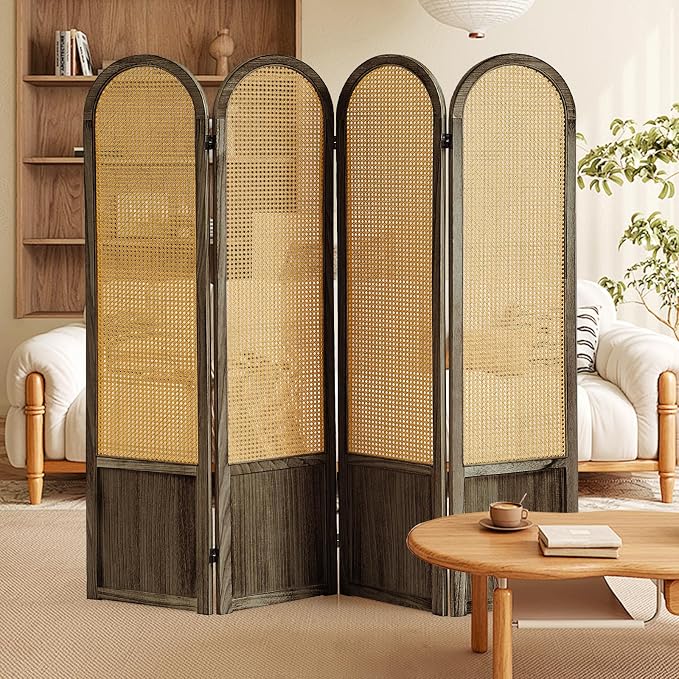 Asnefeli 4 Panel Room Divider Wall, Folding Privacy Screen, Foldable Wood - Image 8