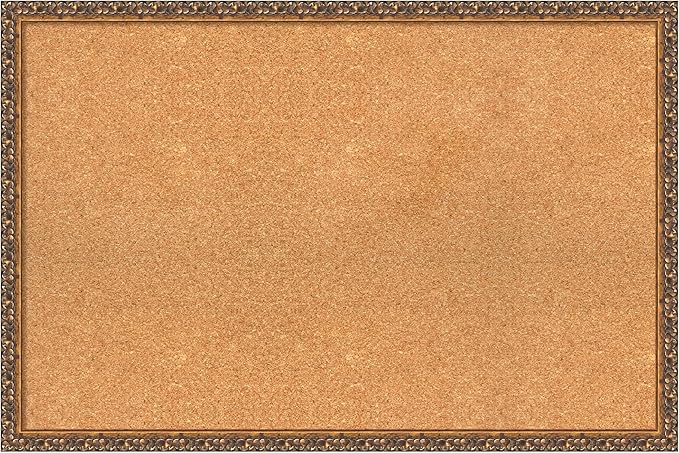 Amanti Art Natural Cork Board for Wall, 24x36 Vision Board with Bronze Frame, Large Corkboard Office Decor for Home Organization, Traditional Corkboard Pinboard to Display Items for Home Organization-DeskLoop Office