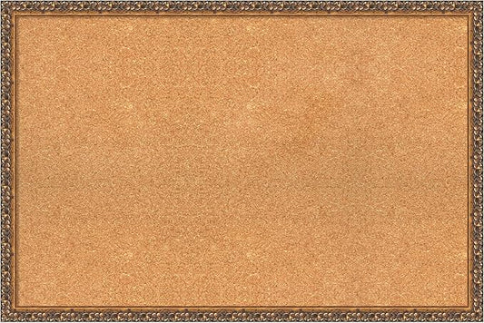 Amanti Art Natural Cork Board for Wall, 24x36 Vision Board with Bronze Frame, Large Corkboard Office Decor for Home Organization, Traditional Corkboard Pinboard to Display Items for Home Organization-DeskLoop Office