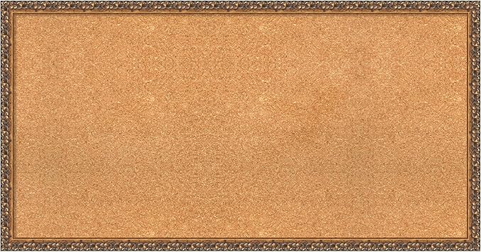 Amanti Art Natural Cork Board for Wall, 22x42 Vision Board with Bronze Frame, Large Corkboard Office Decor for Home Organization, Traditional Corkboard Pinboard to Display Items for Home Organization-DeskLoop Office