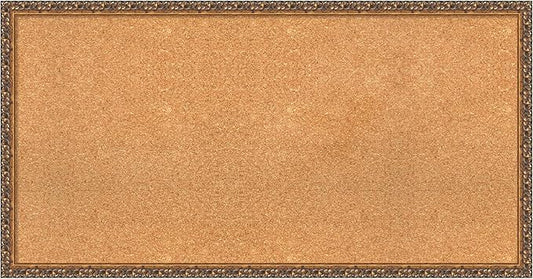 Amanti Art Natural Cork Board for Wall, 22x42 Vision Board with Bronze Frame, Large Corkboard Office Decor for Home Organization, Traditional Corkboard Pinboard to Display Items for Home Organization-DeskLoop Office