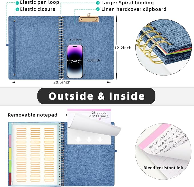 Ospelelf Foldable Spiral Clipboard Folio - Image 3