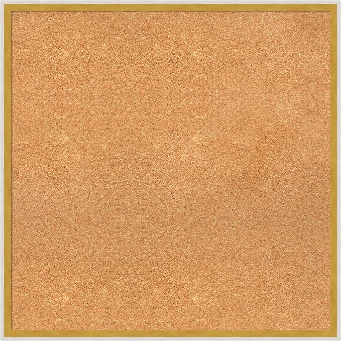 Amanti Art Natural Cork Board for Wall, 25x25 Vision Board with White Frame, Medium Corkboard Office Decor for Home Organization, Modern Corkboard Pinboard to Display Items for Home Organization in-DeskLoop Office
