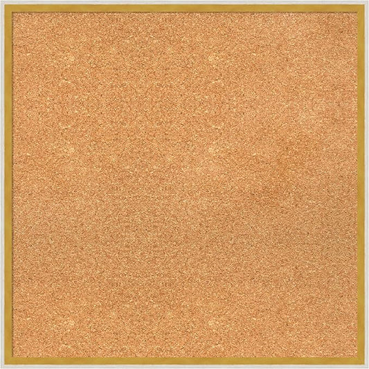 Amanti Art Natural Cork Board for Wall, 25x25 Vision Board with White Frame, Medium Corkboard Office Decor for Home Organization, Modern Corkboard Pinboard to Display Items for Home Organization in-DeskLoop Office