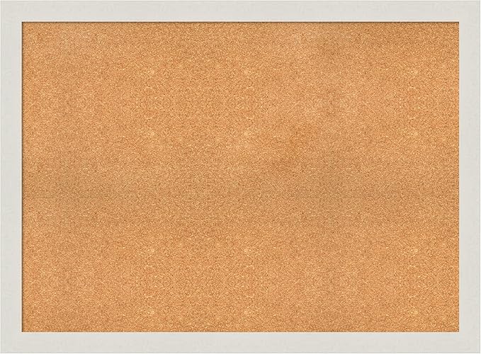 Amanti Art Natural Cork Board for Wall, 33x45 Vision Board with White Frame, Oversize Corkboard Office Decor for Home Organization, Country Rustic Corkboard Pinboard to Display Items for Home-DeskLoop Office