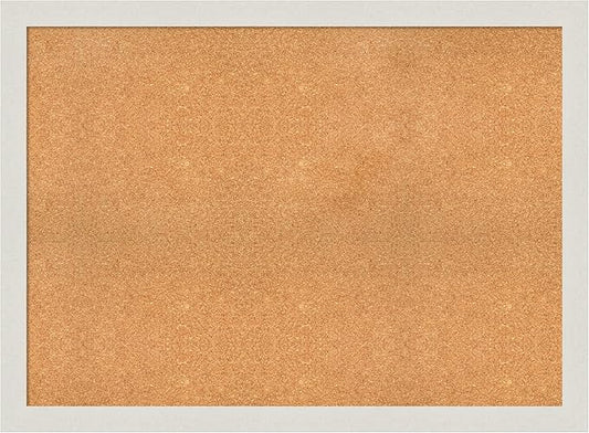 Amanti Art Natural Cork Board for Wall, 33x45 Vision Board with White Frame, Oversize Corkboard Office Decor for Home Organization, Country Rustic Corkboard Pinboard to Display Items for Home-DeskLoop Office