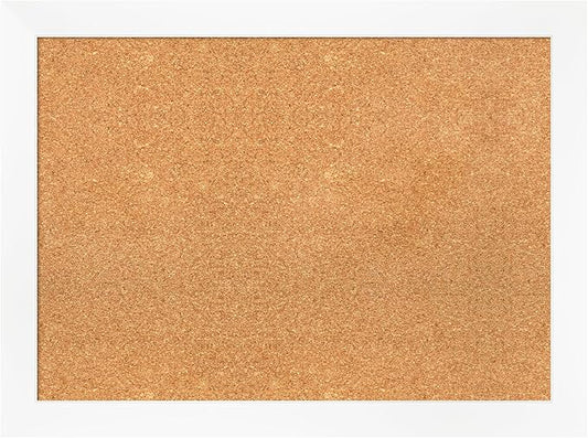 Amanti Art Natural Cork Board for Wall, 23x31 Vision Board with White Frame, Medium Corkboard Office Decor for Home Organization, Modern Corkboard Pinboard to Display Items for Home Organization in-DeskLoop Office