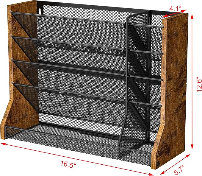 Jakyitvi 5 Tiers Ironwood Wall Desk File Holder Organizer Organizer, space - Image 9