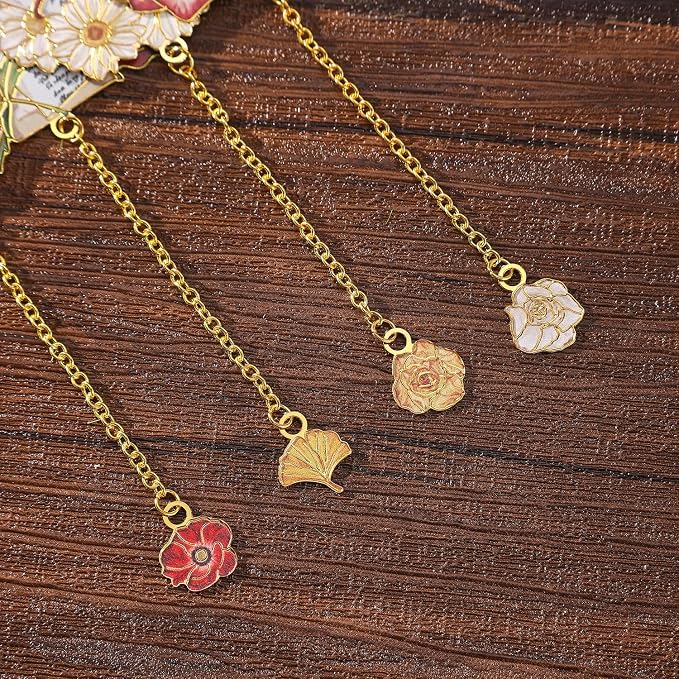 4 Pieces Metal Bookmark, Hollow Flower Book Mark - Image 6