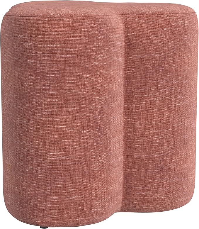 HomePop Upholstered Clover Shaped Ottoman Home Décor|Foot Rest Ottoman - Pink Chenille-DeskLoop Office