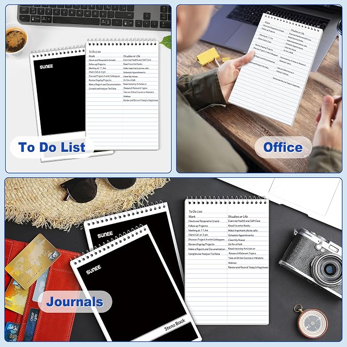 SUNEE 12 Pack Steno Pads 6x9, Gregg Rule, 60 Sheets, Spiral Notebook 6x9 - Image 4