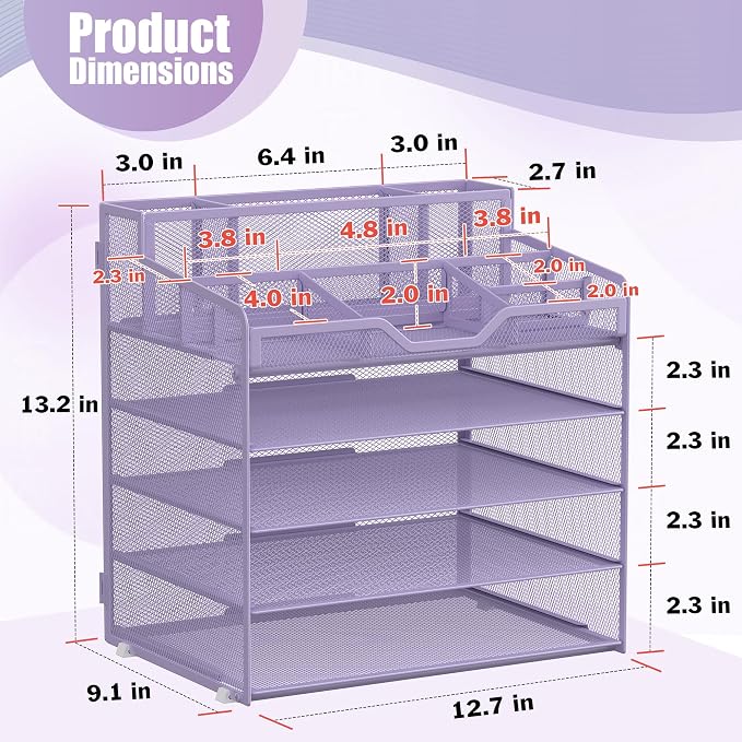 Docnest 5 Tier Mesh Desk Organizer - Image 2