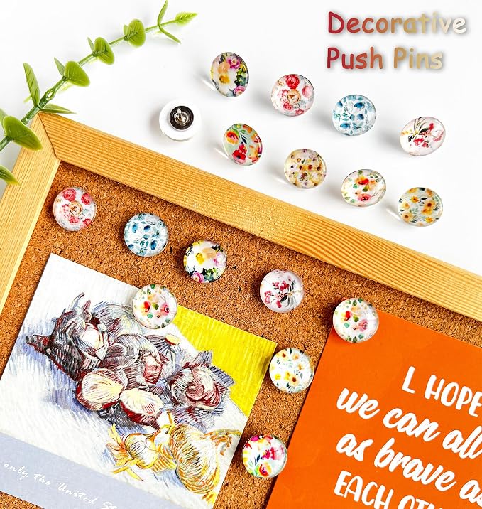 24Pcs Push Pins, Decorative Thumb Tacks, Floral Pins, Cute Push Pins - Image 2