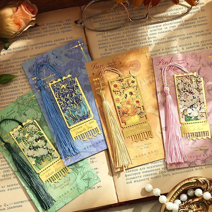4 Pieces Metal Bookmarks with Tassel - Image 2
