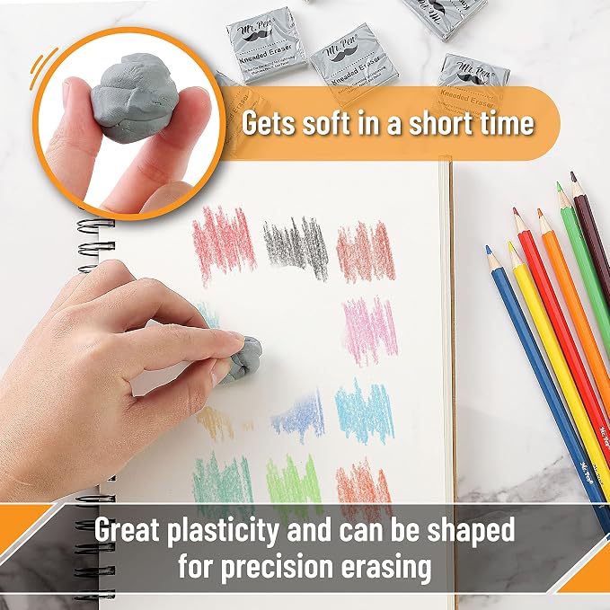 Mr. Pen- Kneaded Erasers, 1.44" x 1.36", 3 Pack, Graphite & Pastel Drawing - Image 3