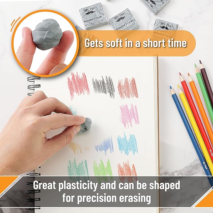Mr. Pen- Kneaded Erasers, 1.37" x 1.7", 24 Pack, Graphite & Pastel Drawing - Image 3