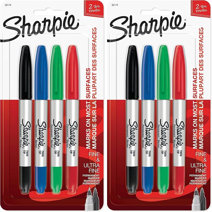 SHARPIE 32174PP Twin Tip Permanent Markers, Fine and Ultra Fine by Unknown