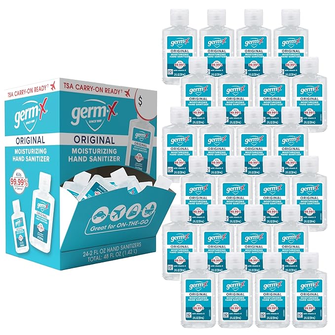 Germ-X Original Hand Sanitizer Gel, Mini Travel Size for On-The-Go, Display Pack, Back to School Supplies , 2 Fl Oz (Pack of 24)-DeskLoop Office