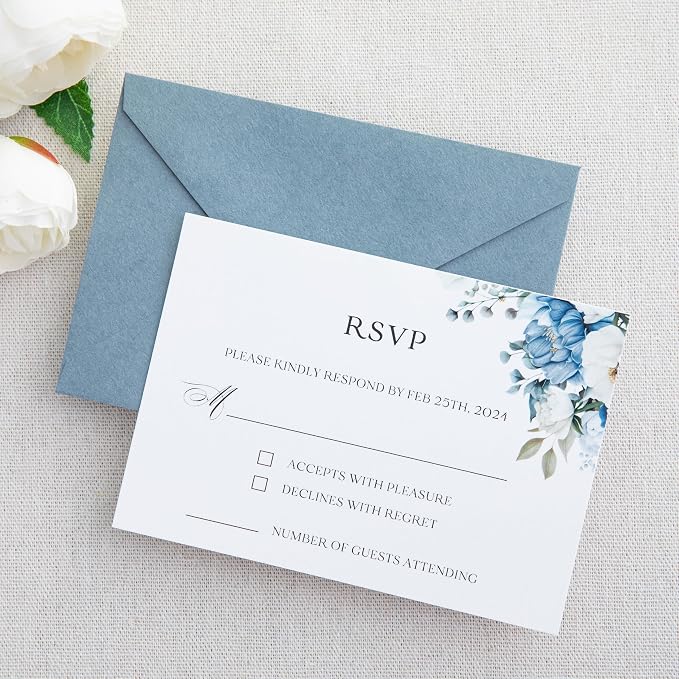 PONATIA 50 Pack A1 Envelopes, 3.63 x 5.2'' Dusty Blue Envelopes Perfect - Image 3