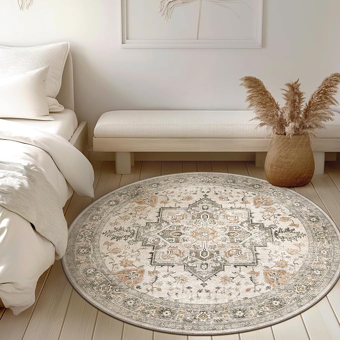 GENIMO 3FT Round Area Rugs for Living Room, Circle Rugs Machine Washable Low - Image 2