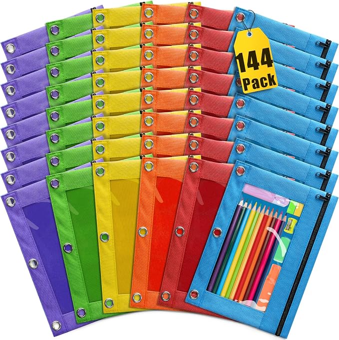 Pencil Pouch for 3 Ring Binder, 144 Pack Bulk Pencil Pouches - Image 7