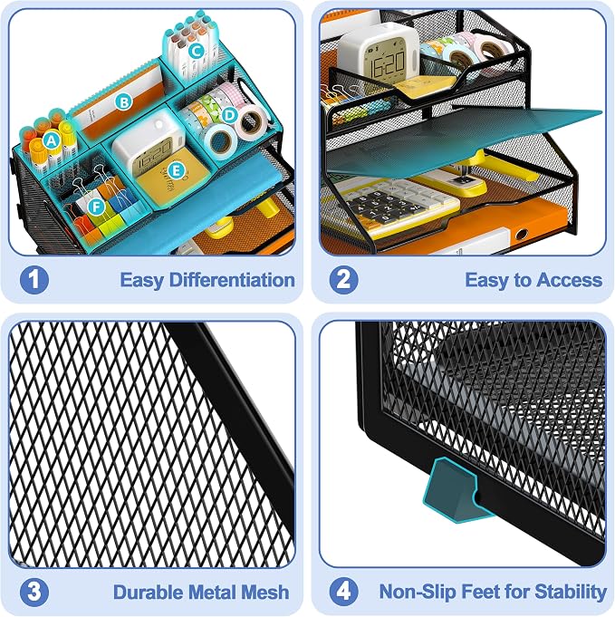 4 Tier Desk Orgnizers and Accessories, Metal Magazine File Holder - Image 3