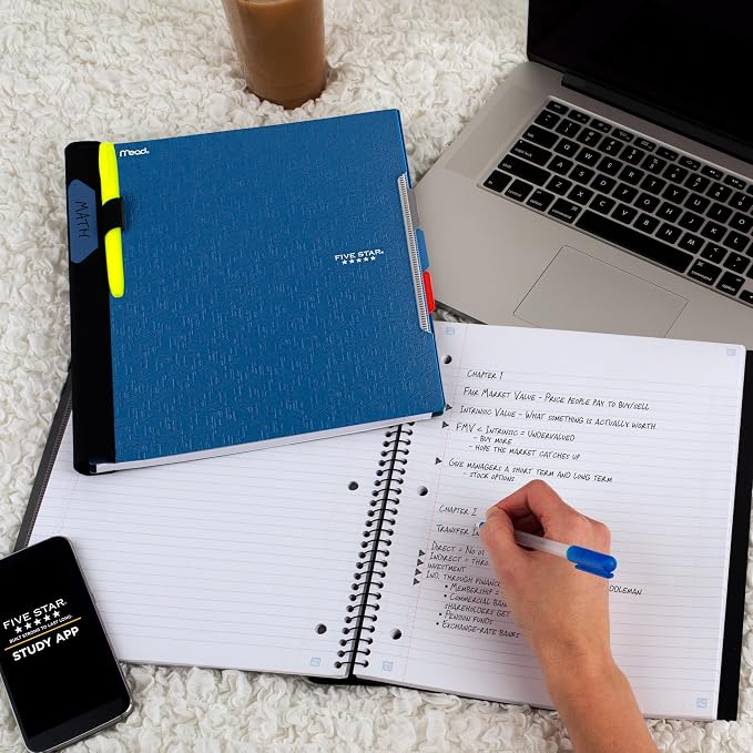 Five Star Advance Spiral Notebook + Study App, 3 Subject, College Ruled Paper - Image 9