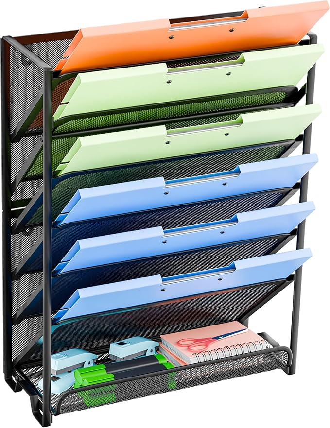 Simple Trending Wall File Organizer, Mesh 7-Tier Vertical Hanging File Holder by SimpleTrending