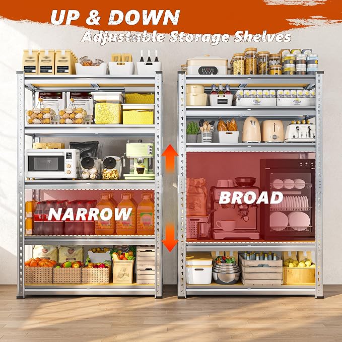 REIBII Garage Shelving, 5 Tier Storage Shelves Load 2400LBS, Adjustable Garage - Image 5