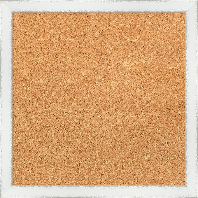 Amanti Art Natural Cork Board for Wall, 13x13 Vision Board with White Frame, X-Small Corkboard Office Decor for Home Organization, Country Rustic Corkboard Pinboard to Display Items for Home-DeskLoop Office