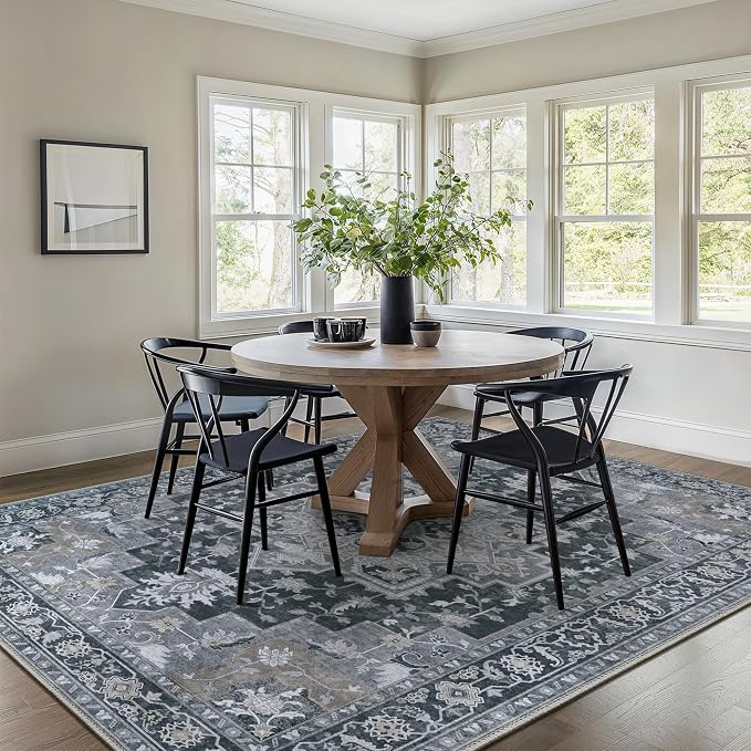 GENIMO 9x12 Area Rugs for Living Room, Machine Washable Non Slip Vintage Rugs - Image 2