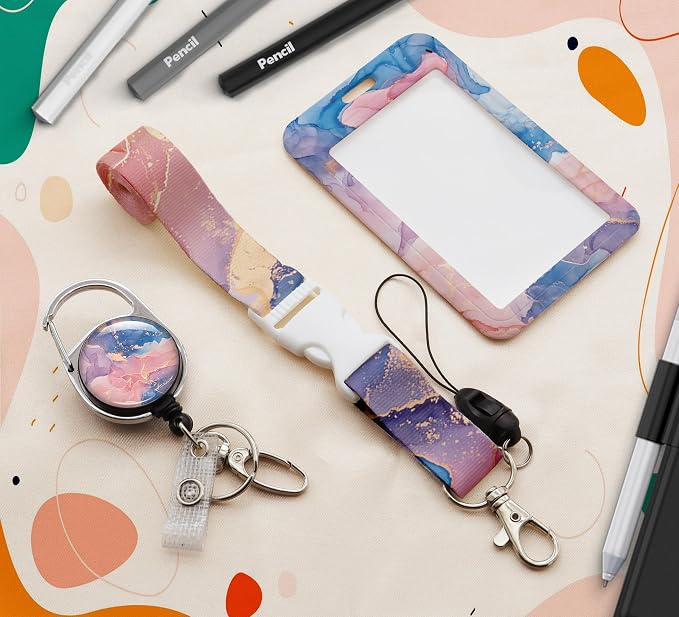 ID Badge Holder with Lanyard, Retractable ID Badge Card Holders Detachable Neck - Image 2