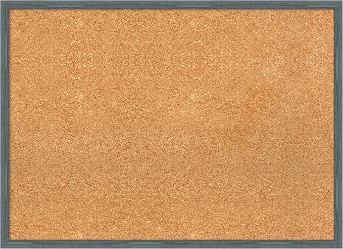 Amanti Art Natural Cork Board for Wall, 21x29 Vision Board with Blue Wood Frame, Medium Corkboard Office Decor for Home Organization, Rustic Farmhouse Corkboard Pinboard to display items for home-DeskLoop Office