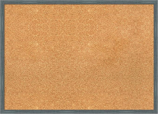 Amanti Art Natural Cork Board for Wall, 21x29 Vision Board with Blue Wood Frame, Medium Corkboard Office Decor for Home Organization, Rustic Farmhouse Corkboard Pinboard to display items for home-DeskLoop Office