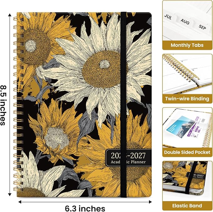 Planner 2026–2027, Academic Monthly Weekly Spiral Calendar, July 2026 – June - Image 4