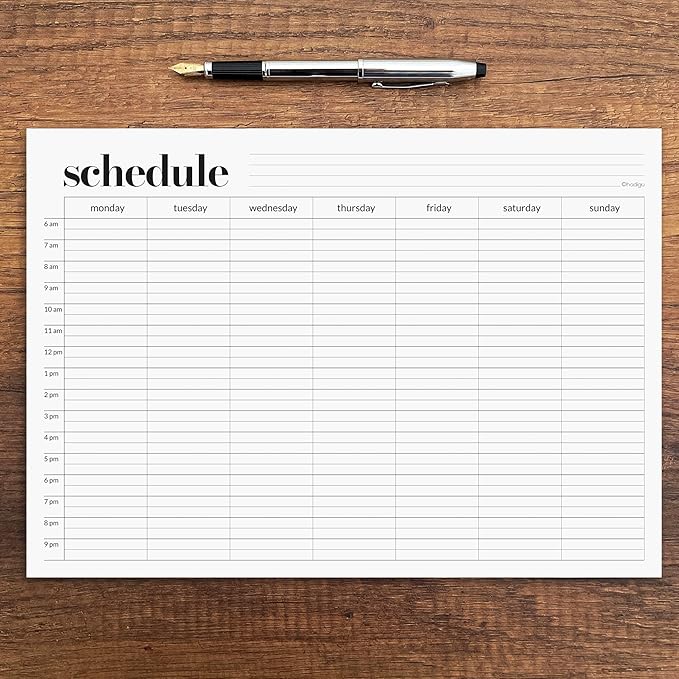 Weekly Schedule Pad, Tear Off Undated Weekly Planner Notepad, A4 Size (8,3" X 11,7"), Premium Thick Paper with Cardboard Back Support, Desk Planner by Hadigu-DeskLoop Office