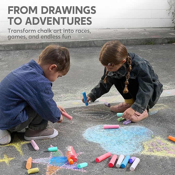 JOYIN 30 PCS Sidewalk Chalks for Kids, 10 Colors, Non-toxic Jumbo Washable Colored Chalk for Toddlers 1-3, School Supplies, Classroom Must Haves, Gift for Kids-DeskLoop Office