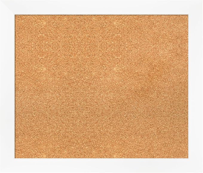 Amanti Art Natural Cork Board for Wall, 23x27 Vision Board with White Frame, Medium Corkboard Office Decor for Home Organization, Modern Corkboard Pinboard to Display Items for Home Organization in-DeskLoop Office